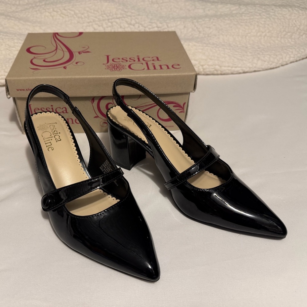 Jessica Cline Black Patent Heels